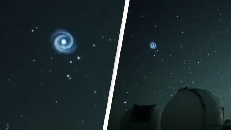 A mysterious flying spiral above Hawaiian night sky likely caused
